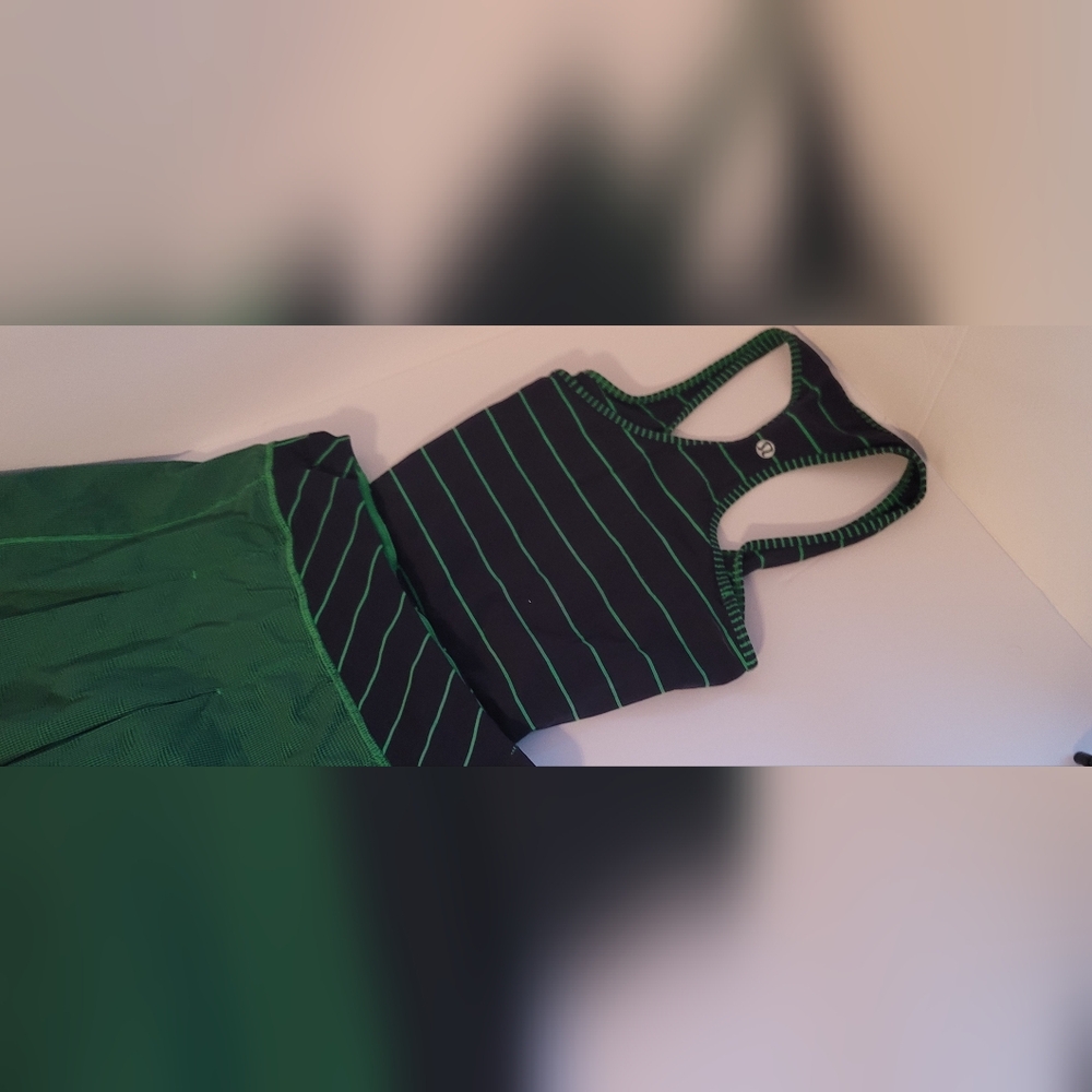 SOLD-Lulu Fast Cat Skirt SET, Sz 8, Green Bean / Inkwell / Slalom Stripe Inkwell - Picture 8 of 9